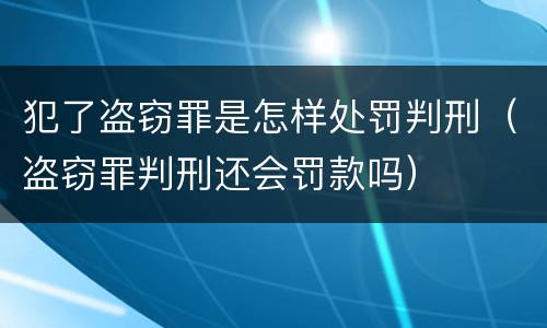 犯了盗窃罪是怎样处罚判刑（盗窃罪判刑还会罚款吗）