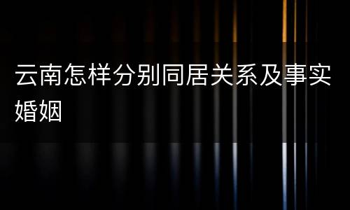 云南怎样分别同居关系及事实婚姻