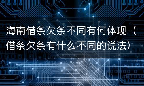 海南借条欠条不同有何体现（借条欠条有什么不同的说法）