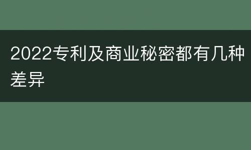 2022专利及商业秘密都有几种差异
