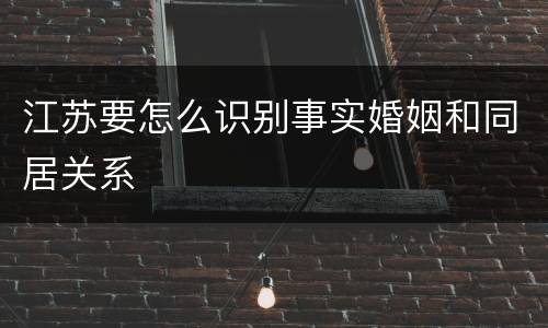 江苏要怎么识别事实婚姻和同居关系