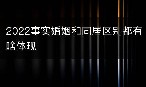 2022事实婚姻和同居区别都有啥体现