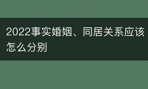 2022事实婚姻、同居关系应该怎么分别