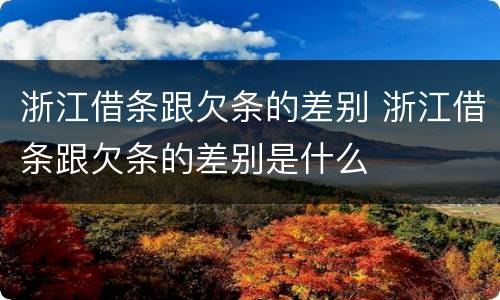 浙江借条跟欠条的差别 浙江借条跟欠条的差别是什么