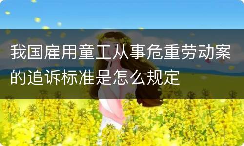 我国雇用童工从事危重劳动案的追诉标准是怎么规定
