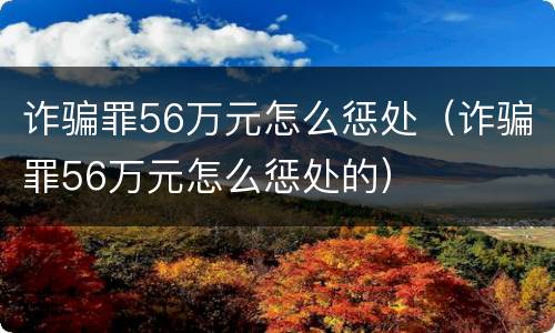 诈骗罪56万元怎么惩处（诈骗罪56万元怎么惩处的）
