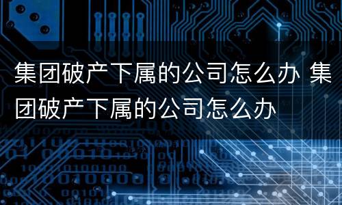 集团破产下属的公司怎么办 集团破产下属的公司怎么办