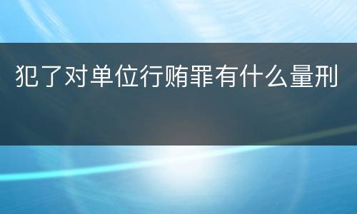 犯了对单位行贿罪有什么量刑