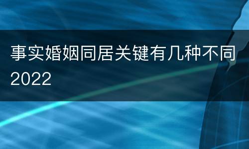 事实婚姻同居关键有几种不同2022