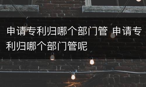 申请专利归哪个部门管 申请专利归哪个部门管呢