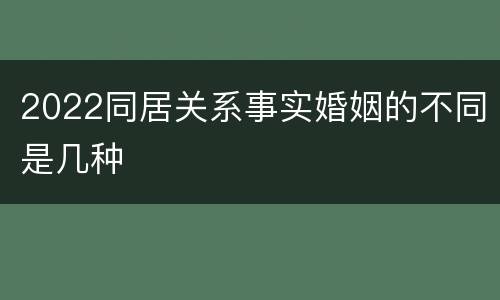 2022同居关系事实婚姻的不同是几种