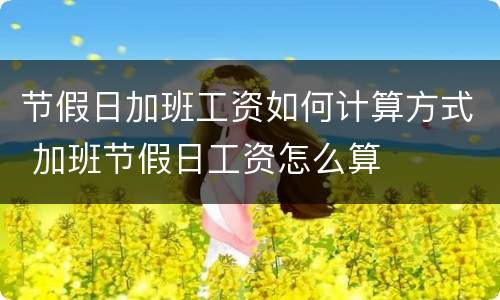 节假日加班工资如何计算方式 加班节假日工资怎么算