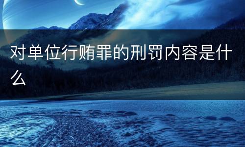 对单位行贿罪的刑罚内容是什么