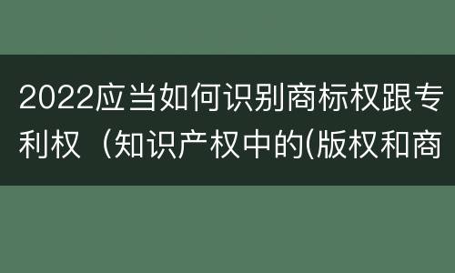 2022应当如何识别商标权跟专利权（知识产权中的(版权和商标权与标准）