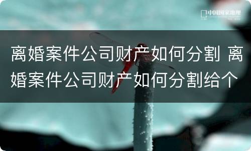 离婚案件公司财产如何分割 离婚案件公司财产如何分割给个人