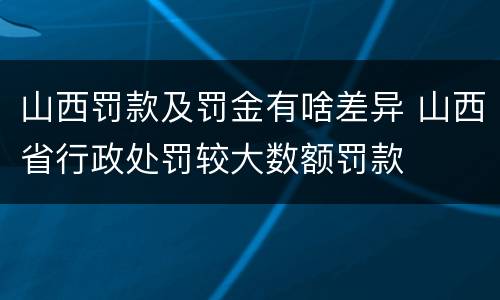 山西罚款及罚金有啥差异 山西省行政处罚较大数额罚款