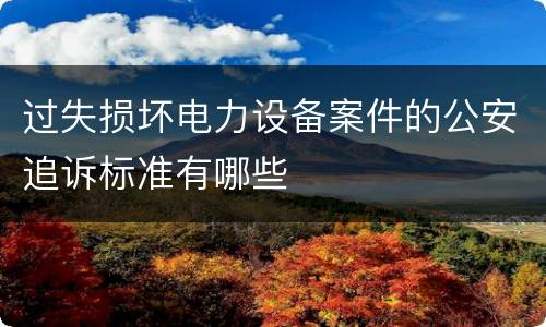 过失损坏电力设备案件的公安追诉标准有哪些