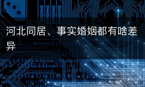 河北同居、事实婚姻都有啥差异