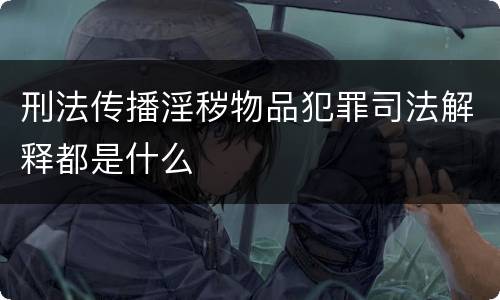刑法传播淫秽物品犯罪司法解释都是什么