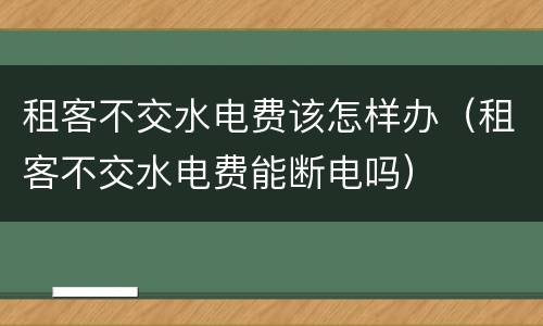 租客不交水电费该怎样办（租客不交水电费能断电吗）