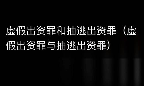 虚假出资罪和抽逃出资罪（虚假出资罪与抽逃出资罪）