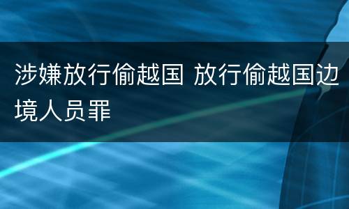 涉嫌放行偷越国 放行偷越国边境人员罪