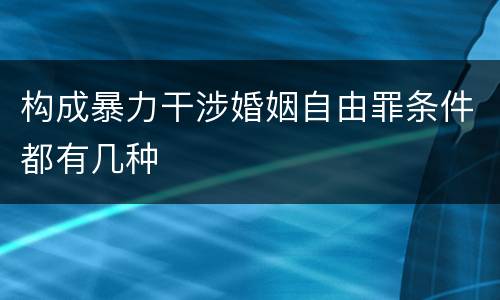 构成暴力干涉婚姻自由罪条件都有几种