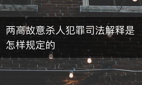 两高故意杀人犯罪司法解释是怎样规定的