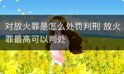 对放火罪是怎么处罚判刑 放火罪最高可以判处