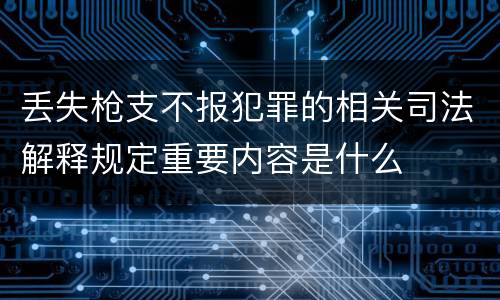 丢失枪支不报犯罪的相关司法解释规定重要内容是什么