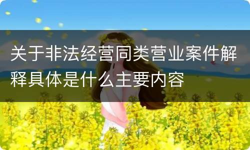 关于非法经营同类营业案件解释具体是什么主要内容