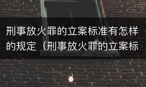 刑事放火罪的立案标准有怎样的规定（刑事放火罪的立案标准有怎样的规定呢）
