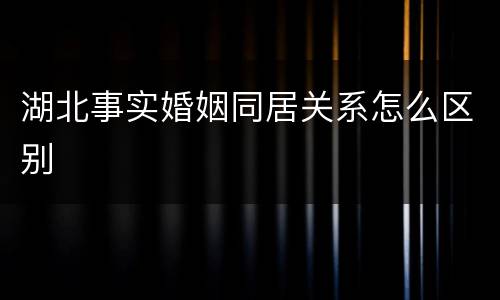 湖北事实婚姻同居关系怎么区别