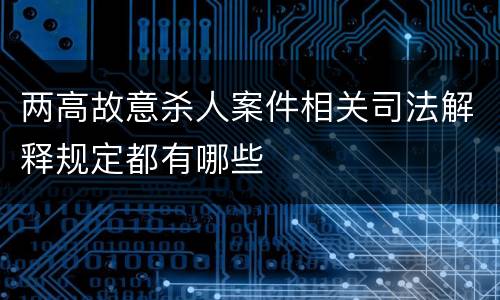 两高故意杀人案件相关司法解释规定都有哪些
