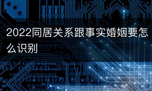 2022同居关系跟事实婚姻要怎么识别