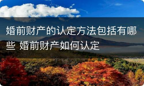 婚前财产的认定方法包括有哪些 婚前财产如何认定