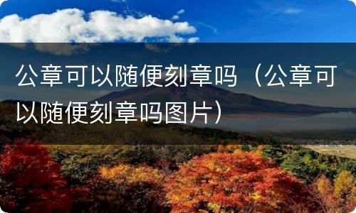 公章可以随便刻章吗（公章可以随便刻章吗图片）