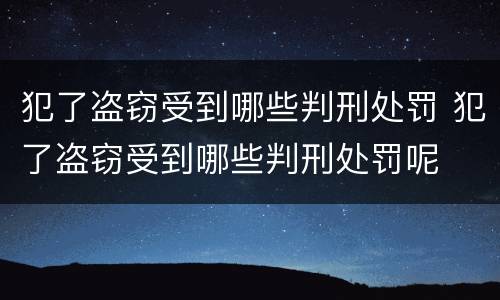 犯了盗窃受到哪些判刑处罚 犯了盗窃受到哪些判刑处罚呢
