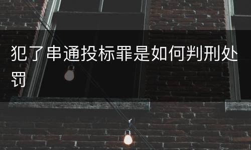犯了串通投标罪是如何判刑处罚