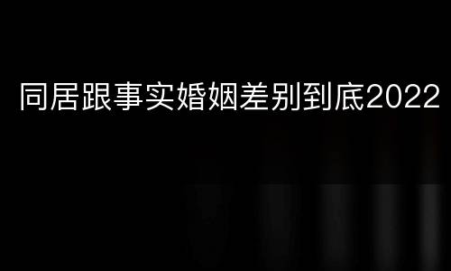 同居跟事实婚姻差别到底2022
