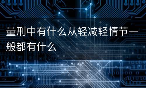 量刑中有什么从轻减轻情节一般都有什么
