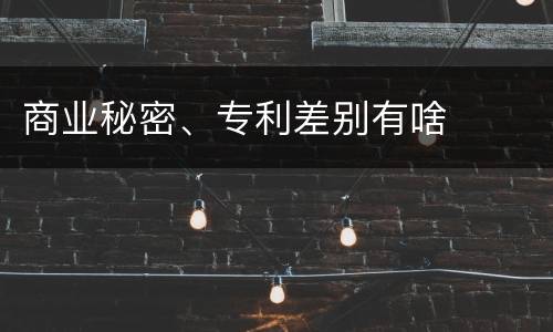 商业秘密、专利差别有啥