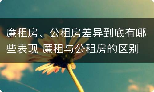 廉租房、公租房差异到底有哪些表现 廉租与公租房的区别