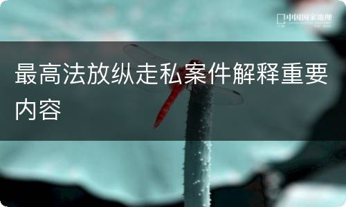 最高法放纵走私案件解释重要内容