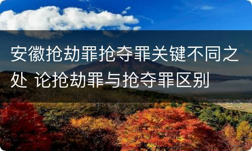 安徽抢劫罪抢夺罪关键不同之处 论抢劫罪与抢夺罪区别
