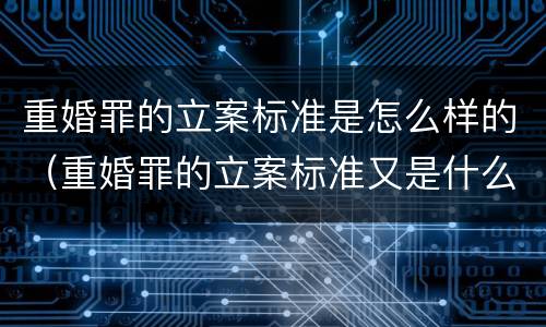 重婚罪的立案标准是怎么样的（重婚罪的立案标准又是什么呢/?）