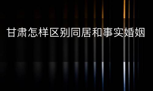 甘肃怎样区别同居和事实婚姻