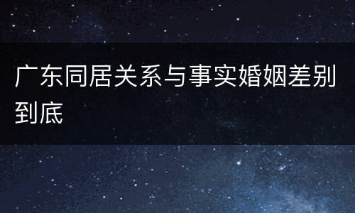 广东同居关系与事实婚姻差别到底