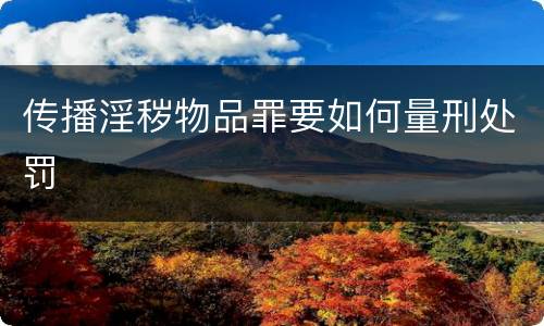 传播淫秽物品罪要如何量刑处罚