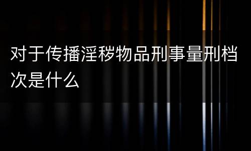 对于传播淫秽物品刑事量刑档次是什么